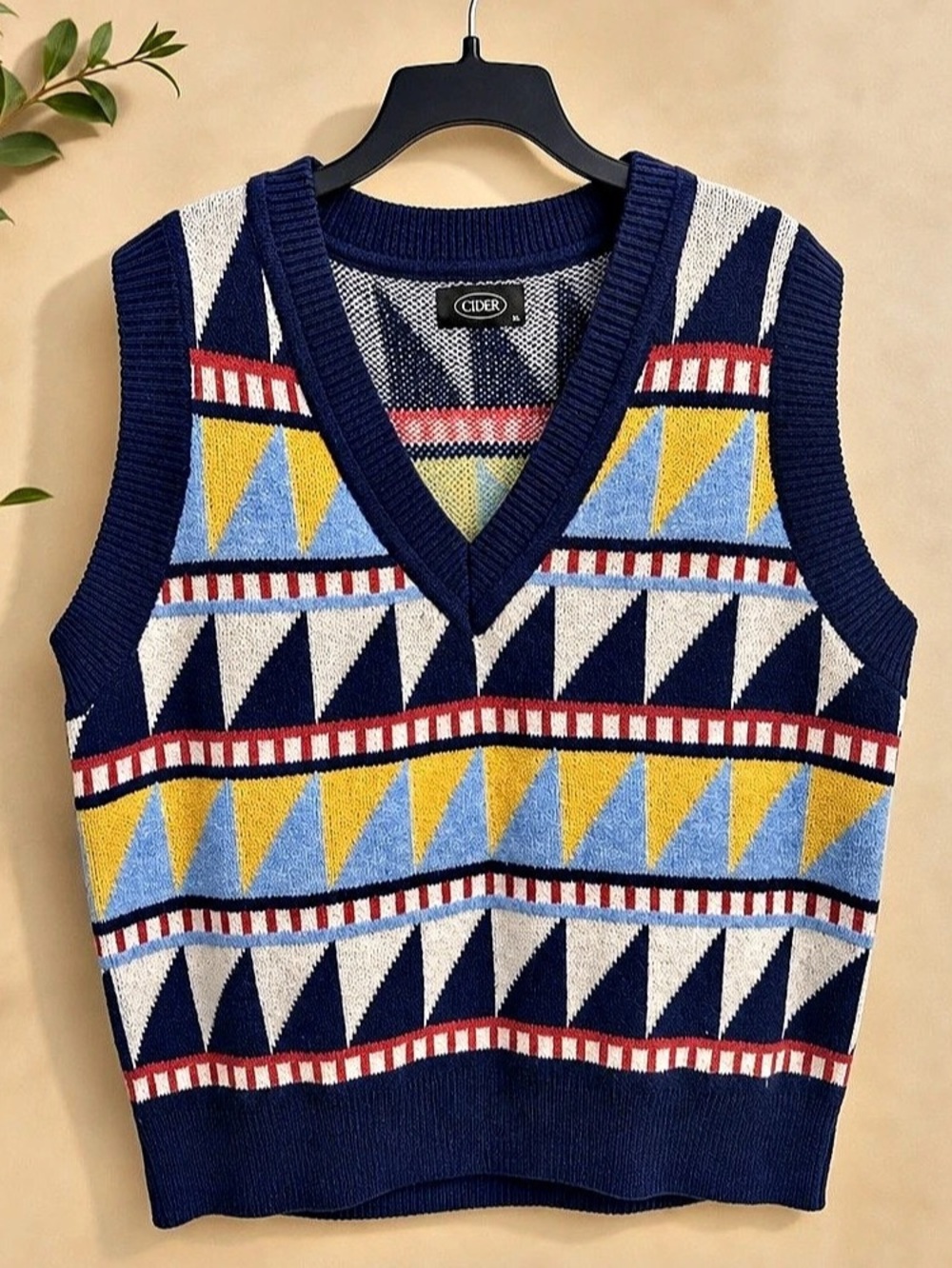 Cider Fair Isle V-Neck Sweater Vest Blue & Yellow